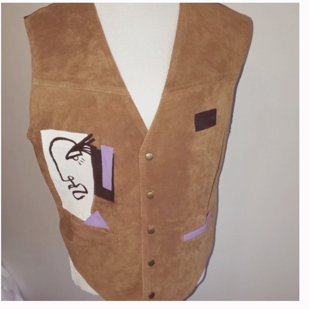 YS Pointe - GabiK Upcycled Men's Suede Vest. Large